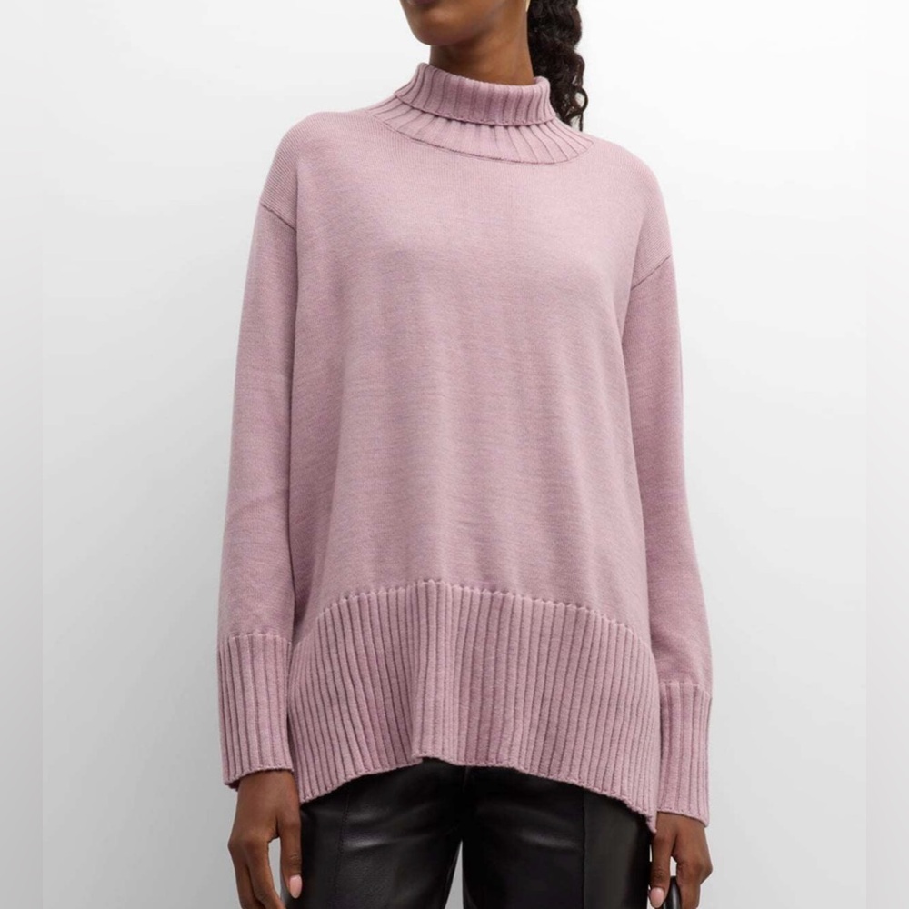Eileen Fisher Extra Fine Merino Wool Turtleneck Pullover in Icy Plum Size Medium